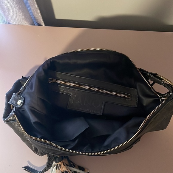 Tano Made in Italy dark brown leather shoulder bag braided details - Picture 6 of 10